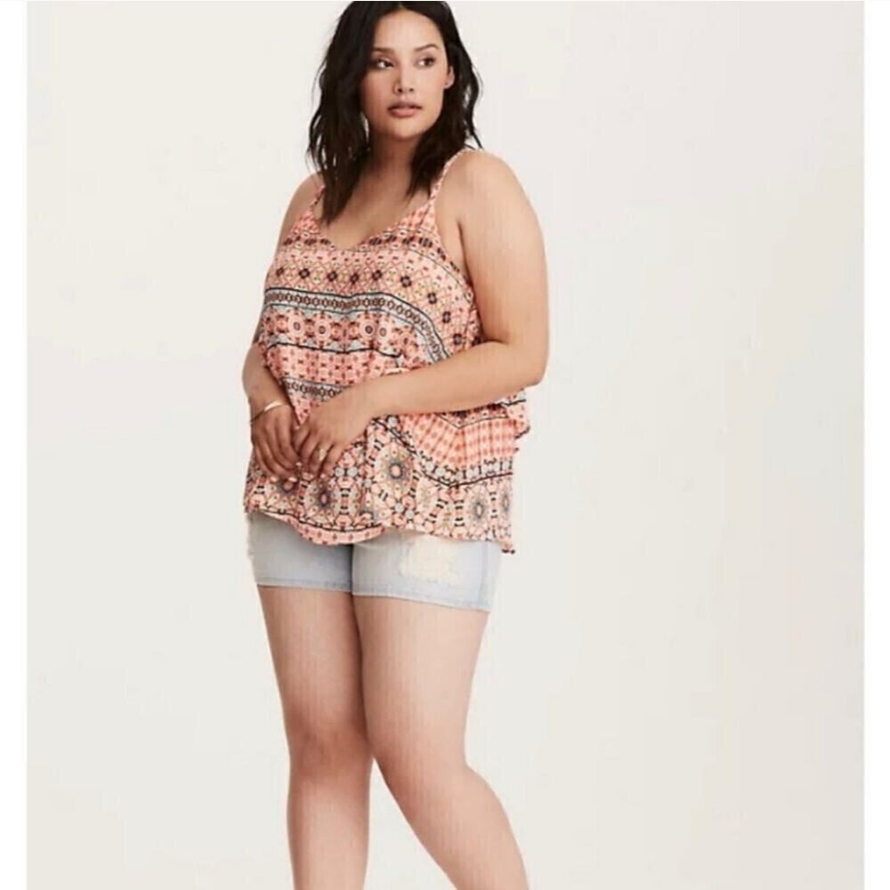 Torrid Mosaic Print Tier Crisscross Cami